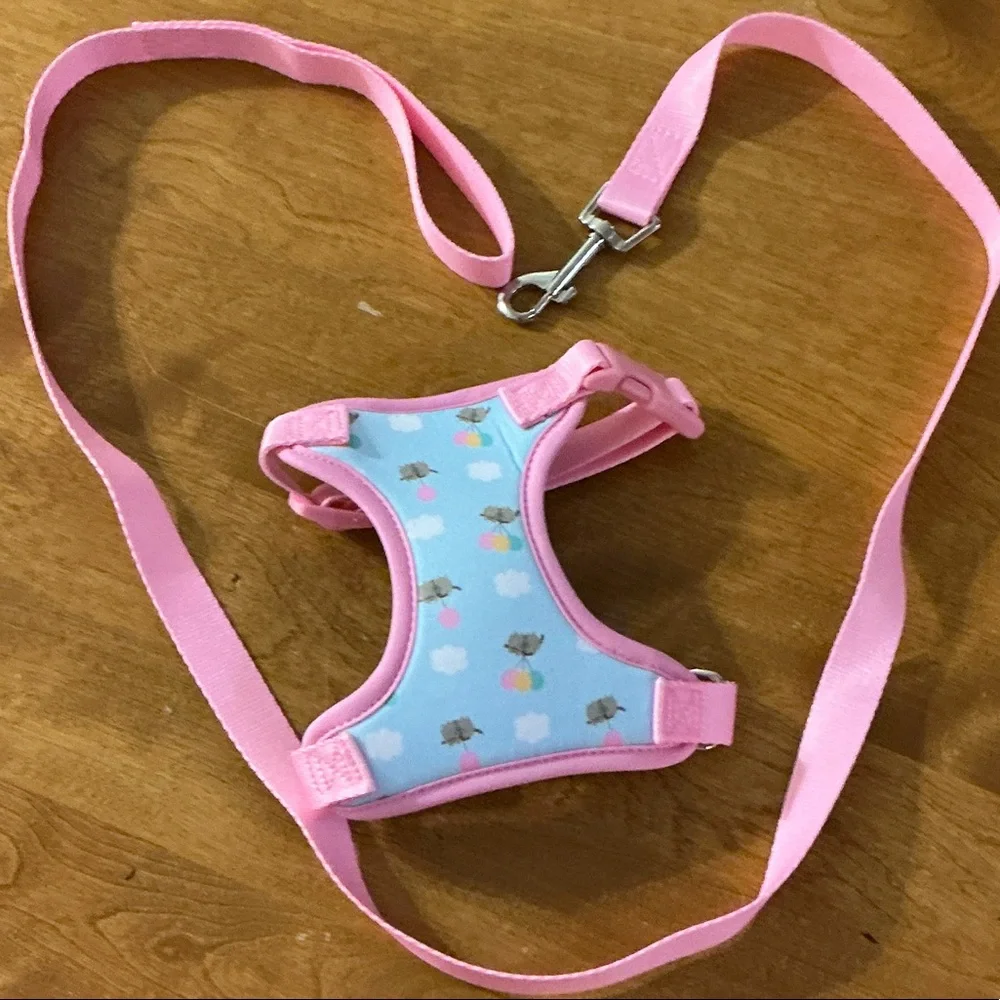 Pink and Blue Pusheen Cat Harness and Leash